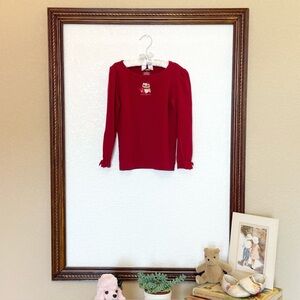 Gymboree EUC 2012 Cozy Owl line Cranberry Red Embroidered Owl LS Tee Size 5